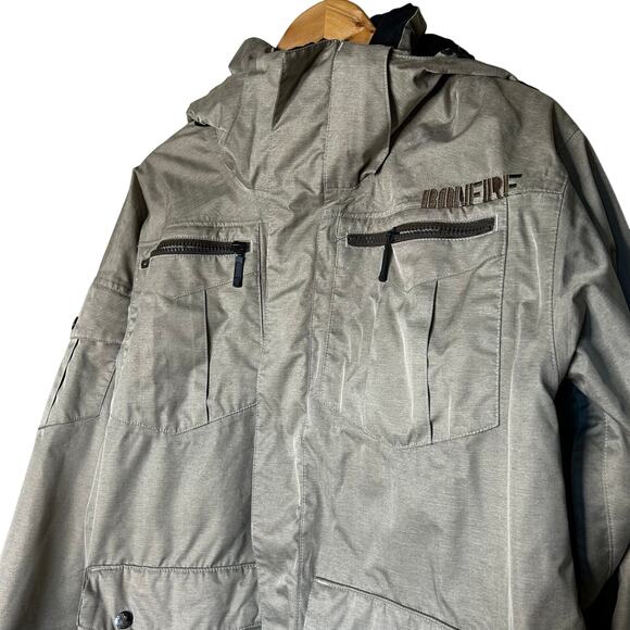 Bonfire Jacket Size L Snowboard Ski Soft Shell Lightweight Hooded Taupe‎ - Picture 2 of 13